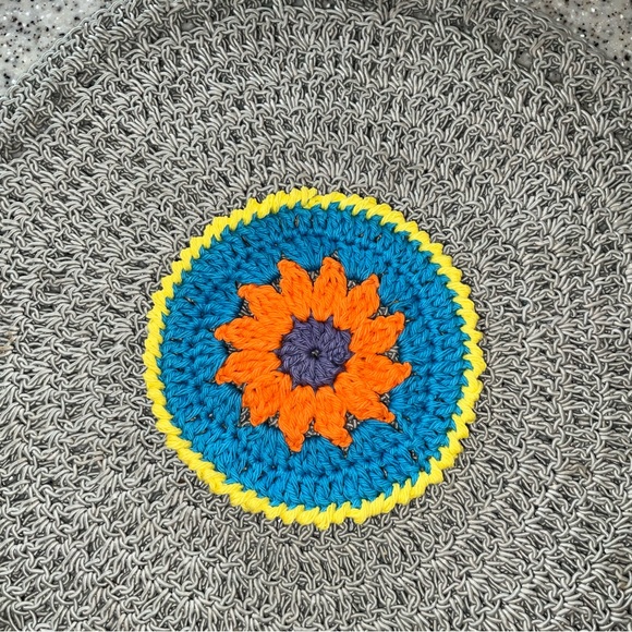 Handmade Crochet Coaster set Boho Festive colorful Mexicana style Flower Mug Rug - Picture 5 of 7